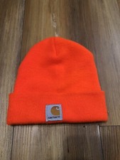 Carhartt Orange Beanie Kids Youth Boys Girls Logo Ski Snow Winter One Size