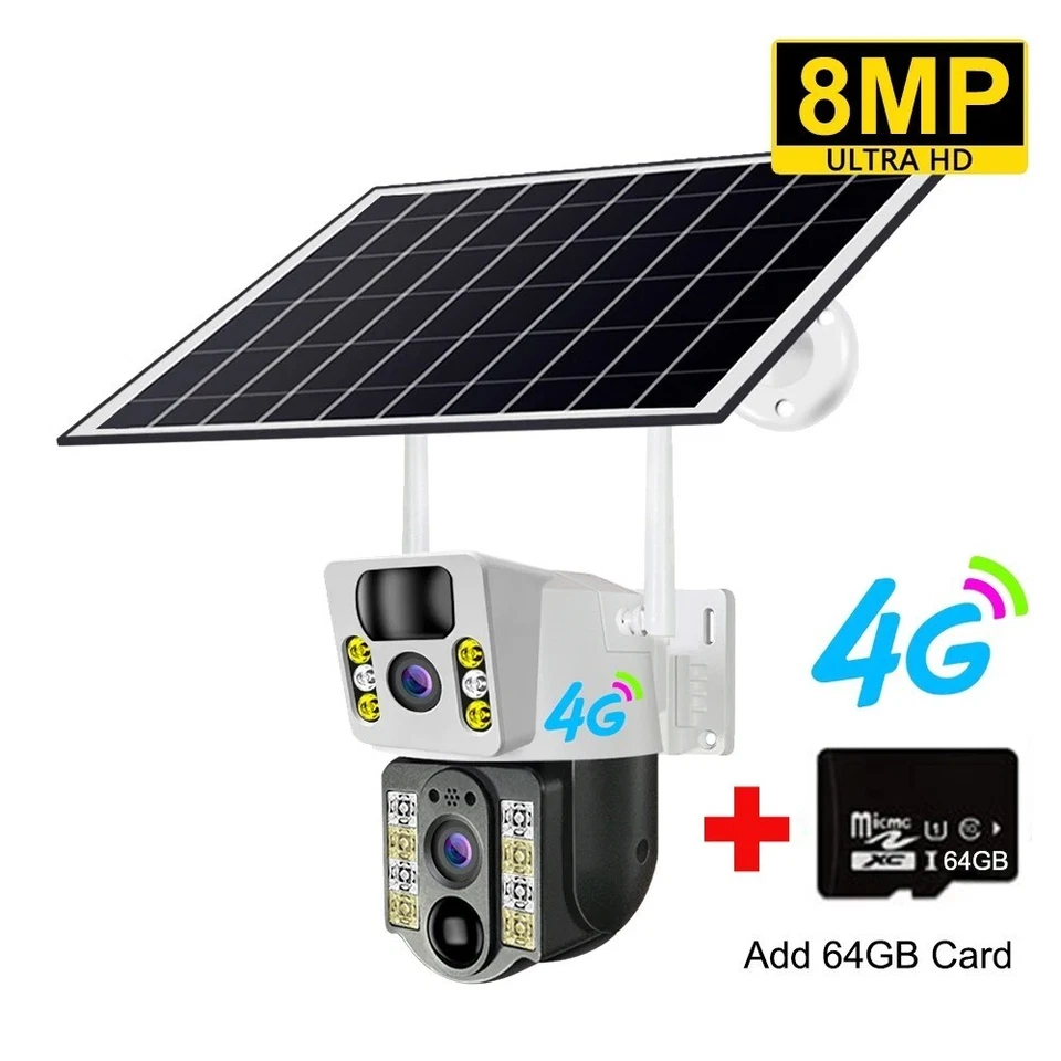 8MP 4K Wireless Solar Camera 4G Sim Outdoor Dual Lens Wifi IP Camera - Image 2 of 4