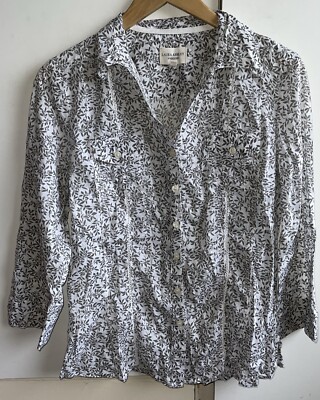 Laura Ashley Weekend Size 12 Leaf Patterned Blouse .