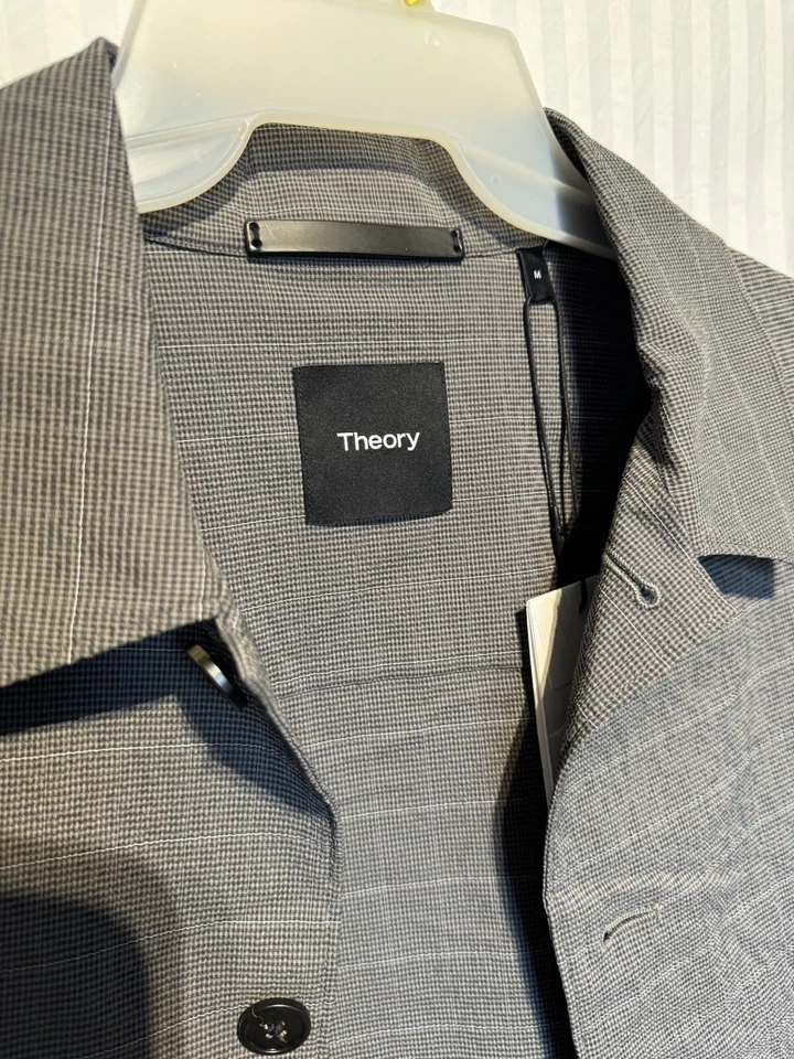 THEORY Men's Selk Check Stretch Jacket New Gray Size M - Image 2 of 4