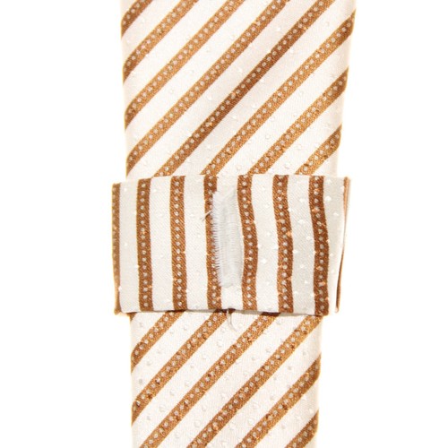 Italo Ferretti NWT Neck Tie in White with Brown Stripes and Dots 100% Silk - Picture 10 of 10