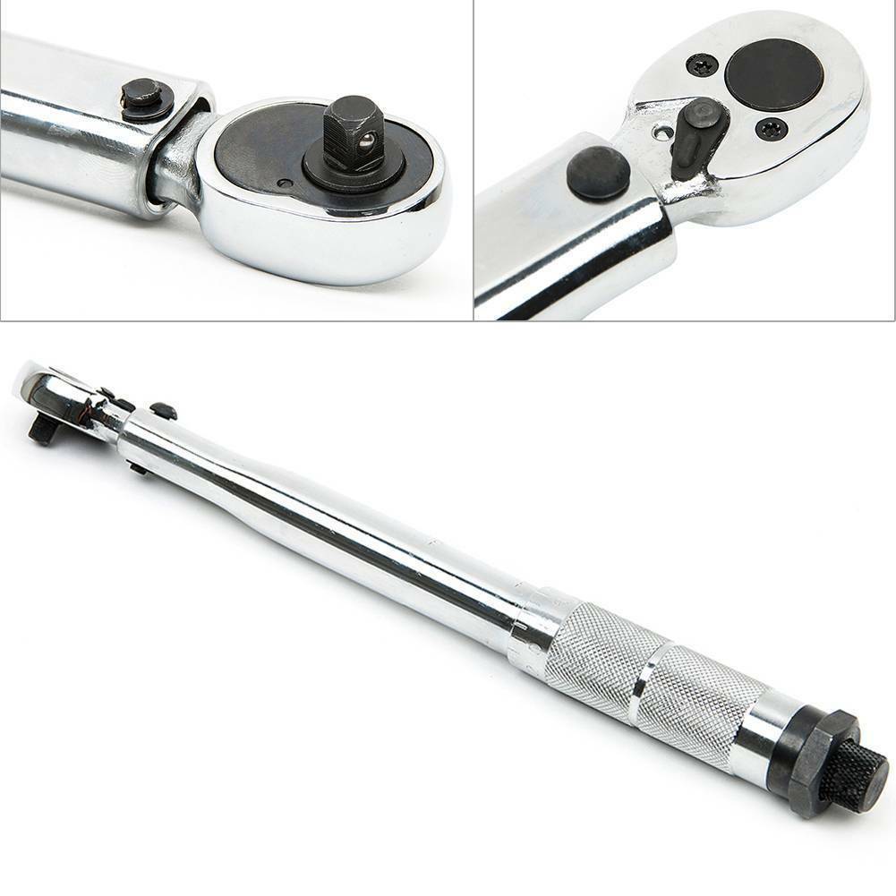1/4'' 5-25NM Drive Click Adjustable Hand Spanner Torque Wrench W/Case Kit Tool