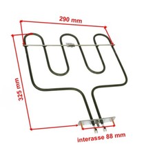 Resistenza Superiore Grill 1800 Watt 325 x 290 mm Forno Tecnogas Ardo Merloni