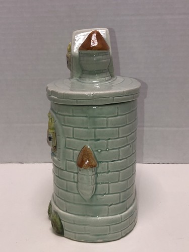Vintage Ceramic Cookie Jar - BROWN CASTLE W/ PRINCE & PRINCESS - Japan (Y23) - Picture 2 of 5