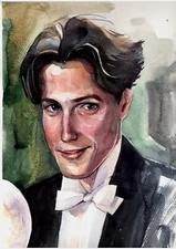 Original Watercolor Painting Vintage Male Portrait Vintage Painting