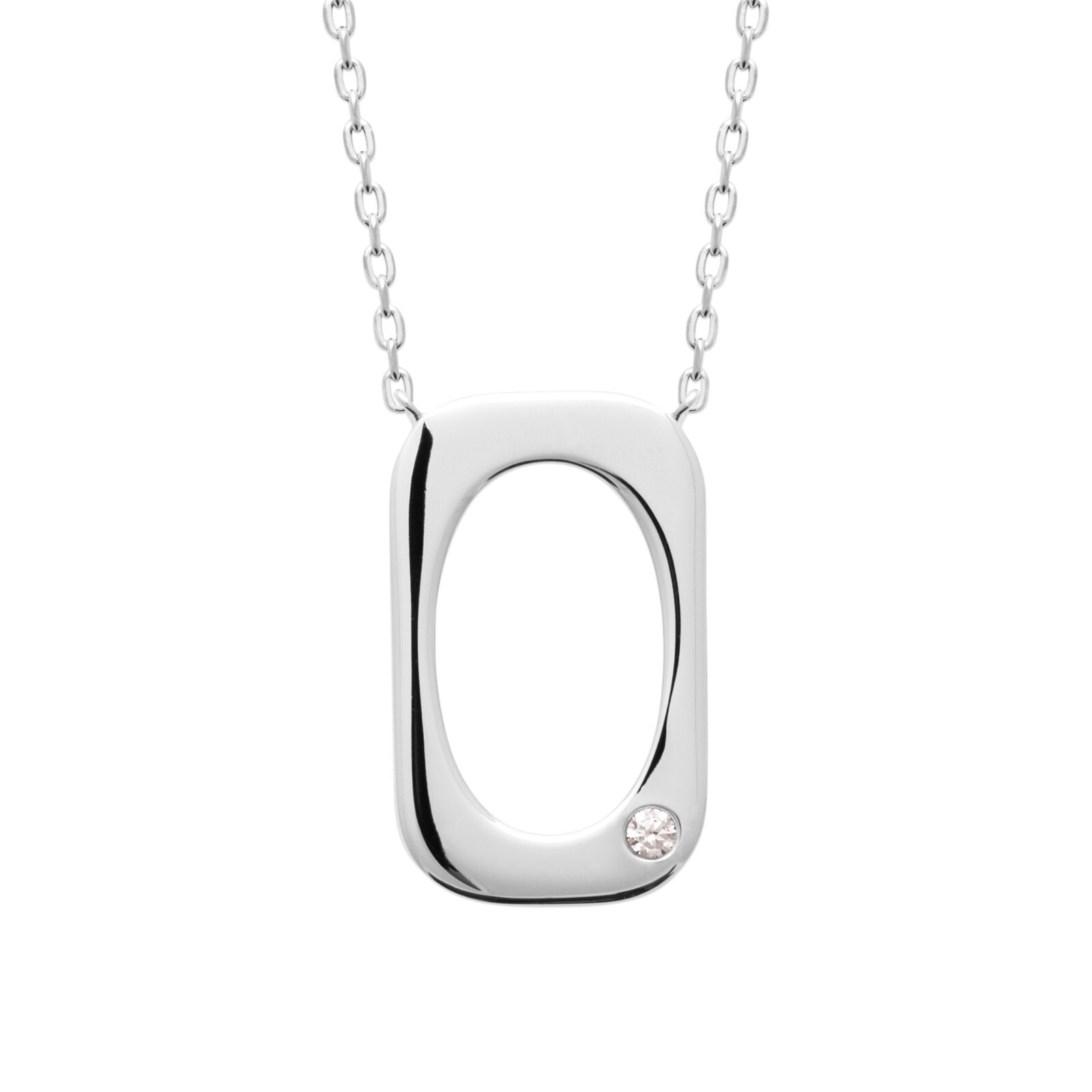 Collier Argent 925 Pendentif Rectangle Ovale Zirconium, le cadeau idéal pour femme