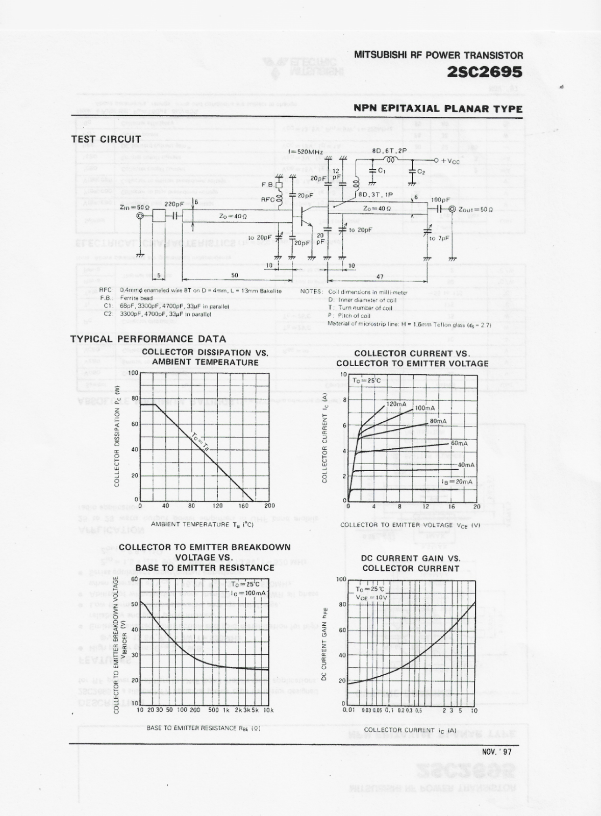 2SC2695 MITSUBISHI NPN Transistor RF Amplifier in UHF band mobile radio