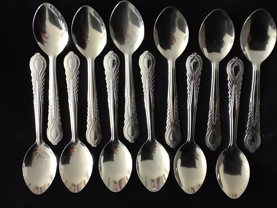 Faderic Set Of 6 Stainless Steel Teaspoons – Mirror Polish, 6.29-Inch Dessert Spoons, Dishwasher Safe