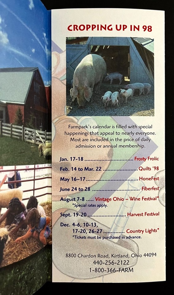 1998 Cleveland OH Lake Farm Park Science Animal Farm Vintage Travel