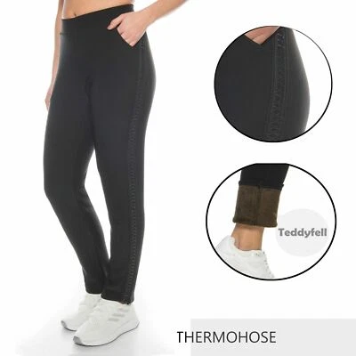 Damen Winter Thermo-Hose High-Waist Netz warm gefüttert Fell 38 40 42 44 46