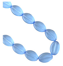 25 Beads Light Sapphire Blue Preciosa Czech Bohemian Glass 16x11mm Flat Oval