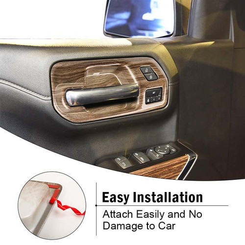 Wood Grain Inner Door Handle Bowl Cover Trim Bezels For Chevry Silverado 2019-22 - Picture 10 of 11
