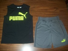 Little Boys PUMA Shirt  Shorts Outfit Sz 6 New NWT MSRP 34 BLACK  GRAY A1 