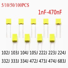 100V 1nF-470nF 102J 683J Yellow Metallized Polyester Film Correction Capacitors