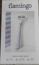 Flamingo Womens Razor Set Taro & Rose Gold Shower Holder 2 Cartridges Free Ship