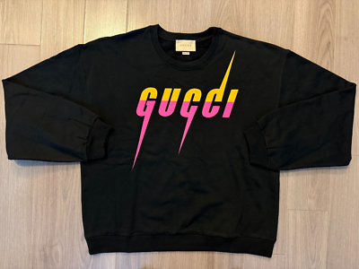 Gucci Blade Cotton Jersey Printed Crewneck Sweatshirt black
