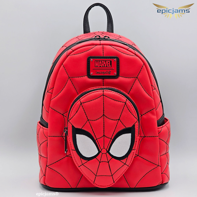 ！期間限定値下げ！ loungeflyリュック_スパイダーマン_メタリック Loungefly Marvel Spider-Man Quilted Mask Mini Backpack New