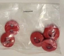 NEW Vintage 1980s ~ (6) Red Plastic  BUTTONS ~  2 holes ~ 3/4 inch