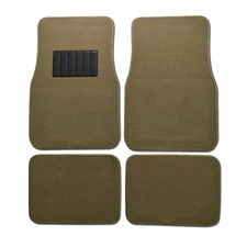 Brand New 4pcs Set Plush Deluxe Front Rear Car Truck Carpet Floor Mats Beige