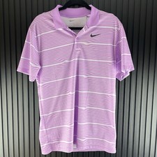 Nike Dri Fit Victory Size Medium Mens Purple Fuchsia White Golf Polo