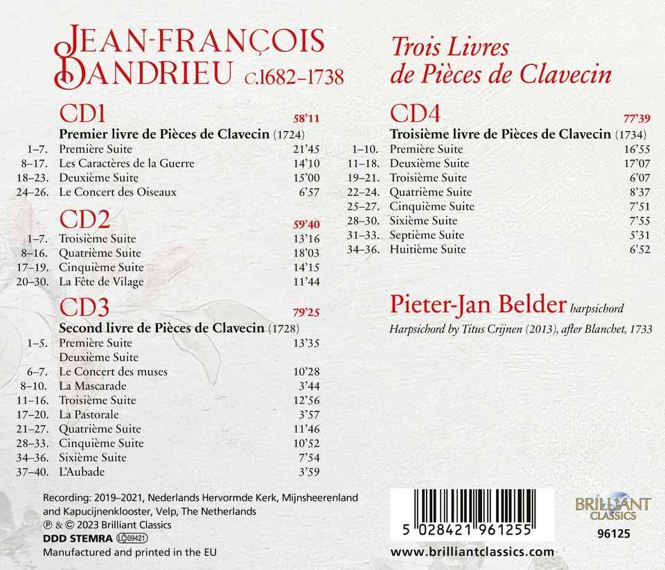 DANDRIEU Complete Music for Clavicembalo / Pieter-Jan Belder 4CD NEW SEALED - Image 2 of 2