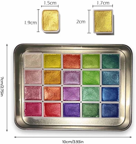 20-Colors Watercolor Painting Set, Multitudet Watercolor Paint, Metallic Paints - Picture 2 of 18