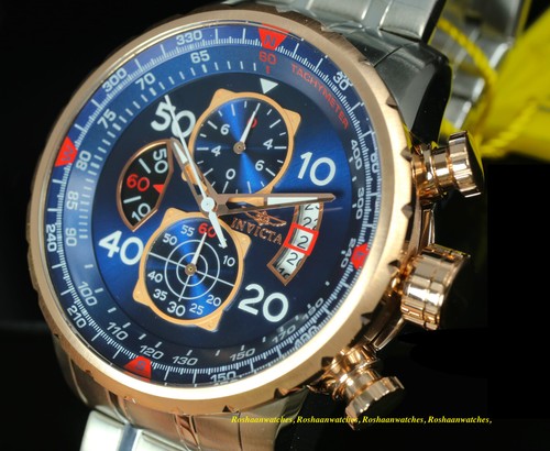 17203 Invicta 48mm Men's AVIATOR Quartz Chronograph Blue Dial SS Bracelet  Watch 886678210237 | eBay