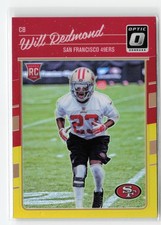 2016 DONRUSS OPTIC WILL REDMOND #147 RED YELLOW RC 49ERS