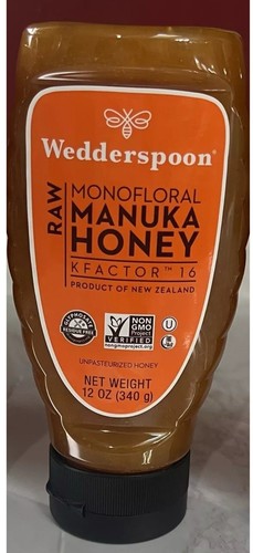 Wedderspoon Raw Monofloral Manuka Honey KFactor 16 - 12 Oz New Exp 02/2029