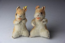 Pair of Vintage 1950's Steiff Mohair Goldy Hamsters w/ Glass Eyes