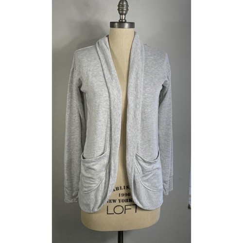 Athleta Girl Wrap 'N Roll Sweater Open Cardigan XXL (16) Youth Gray Knit Pockets - Picture 2 of 11
