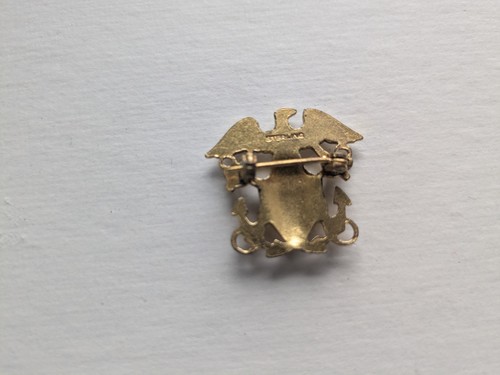 Original WWII US Navy Officer's Sterling Silver Overseas Cap Pin Pinback - Picture 4 of 5