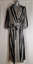 NEW LOOK Ladies black & white stripe wrap dress size 14 BNWT (A1385)