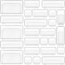 Vtopmart 25 PCS Drawer Organizer Clear Plastic Storage Trays Desk Kitchen Bins