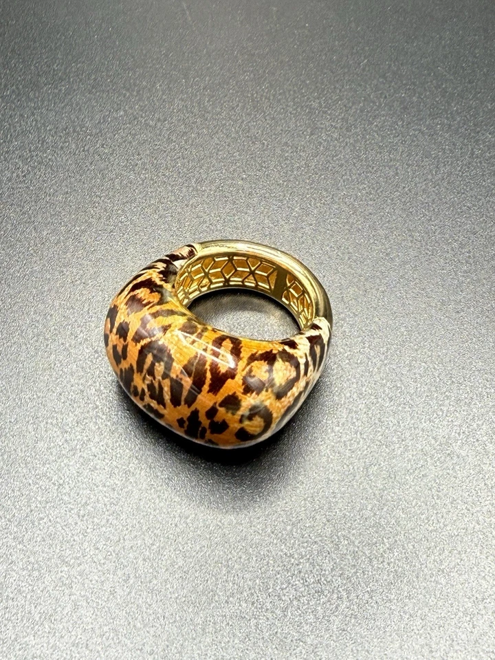 18k 黄金青铜豹纹珐琅戒指 — 第 4/4 张图片