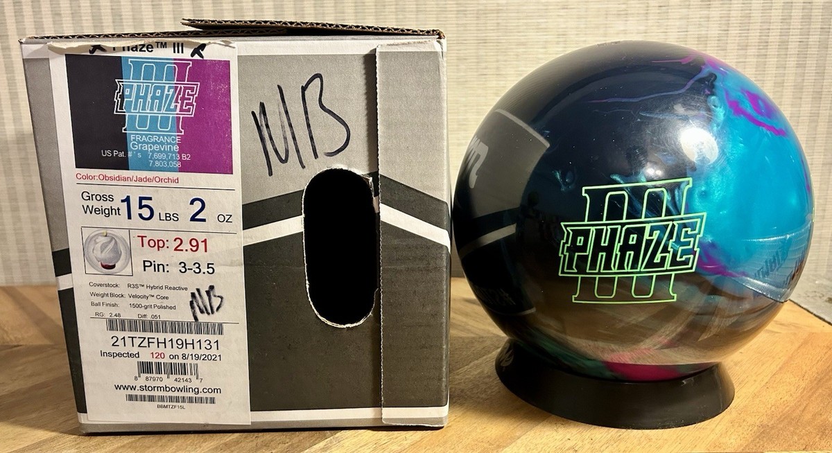 ボール STORM PHASE III 15p2oz Storm Phaze 3 III Bowling Ball NIB 1st Quality 15lbs 2oz 3-3.5