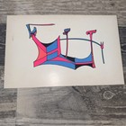 Vintage 1970 Abstract Psychedelic Geometric Painting Neon Pop Art Space Age . — photo 1