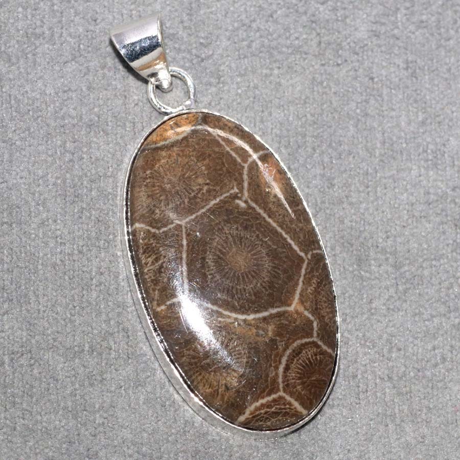 Fossil Coral 925 Silver Plated Pendant 2