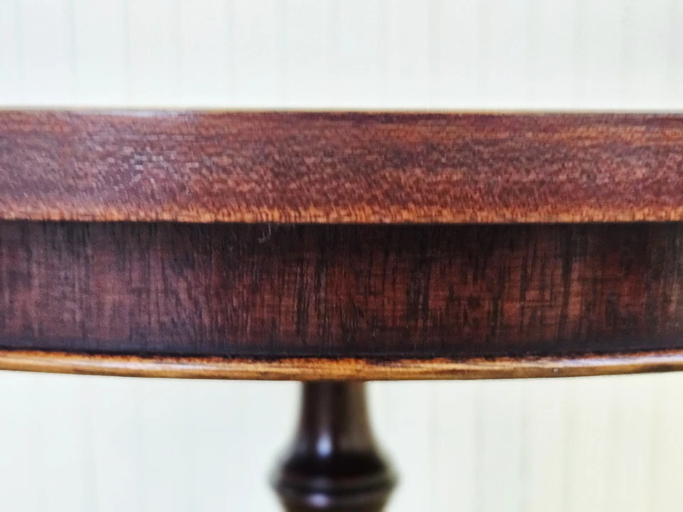 Round Top Mahoghany Federalist Era 4-Legged Paw Foot Cap On Casters Drum Table - Image 4 of 4