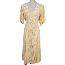 Faithfull The Brand Yellow Delia Dress Petra Snake Print Size Medium M 10 12 NWT