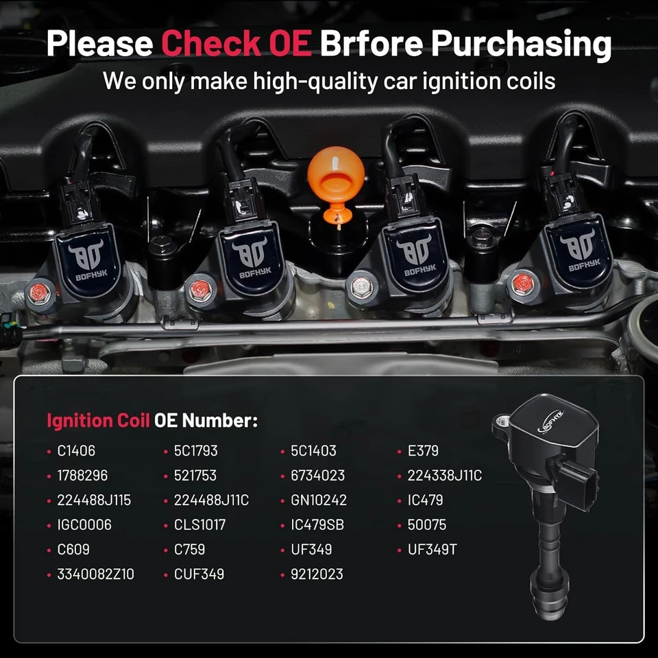 6 Ignition Coils Kit for 2004-2013 Nissan Xterra Quest 3.5L 4.0L V6 UF349 New - Image 4 of 4