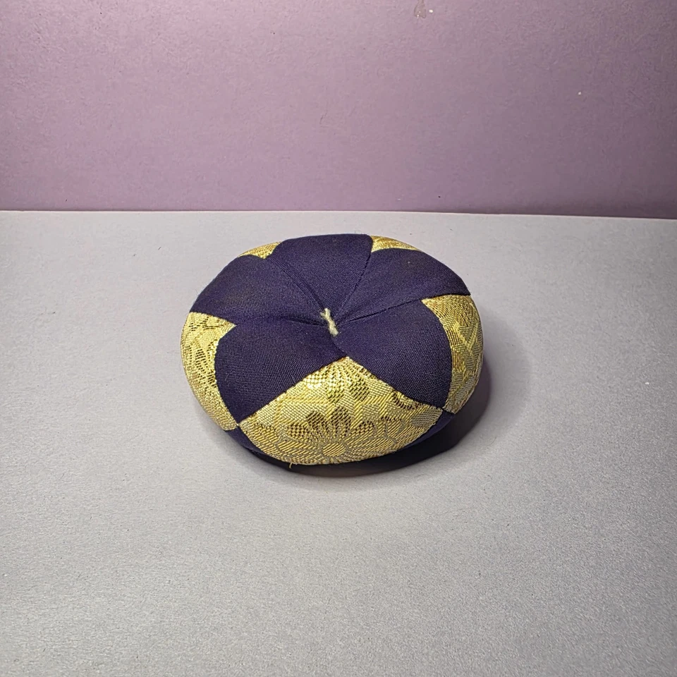 Almohada de tela de tazón de canto campana budista japonesa Orin vintage púrpura dorado  Foto 3 de 4