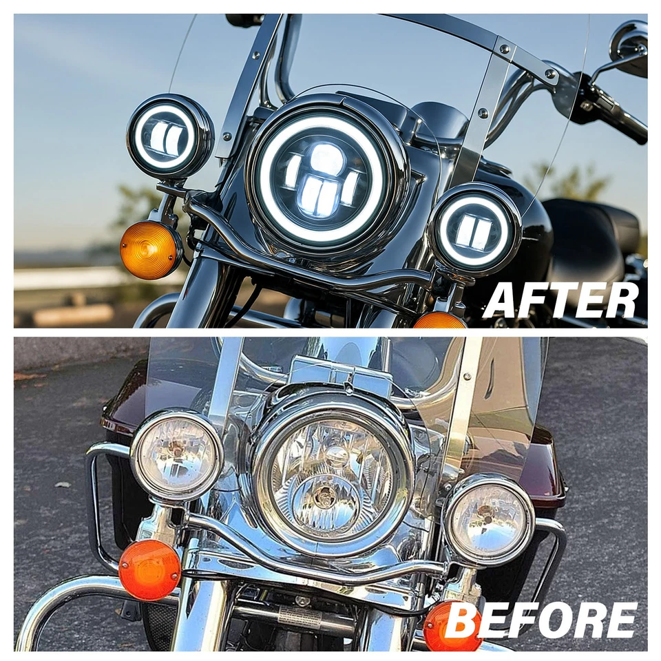 2PC 4.5" LED Spot Passing Fog Lights For Harley Road King 94-up Street Glide 14+ - Image 3 of 4