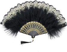 BABEYOND Marabou Feather Fan Flapper Vintage