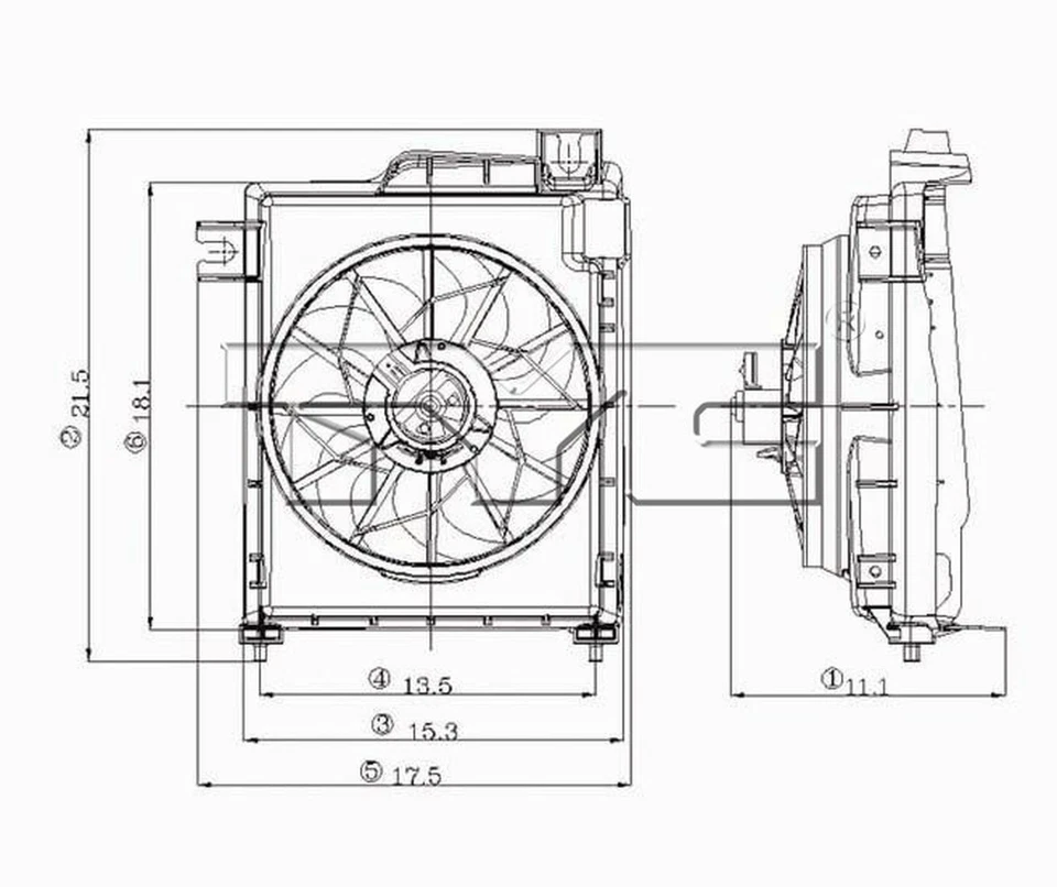 Conjunto de ventilador condensador de aire acondicionado TYC 610730 para 02-08 Dodge 1500 2500 3500 4000 Foto 3 de 4