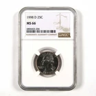 1998 D Washington Quarter MS 66 NGC Clad 25c Uncirculated SKU:I9524