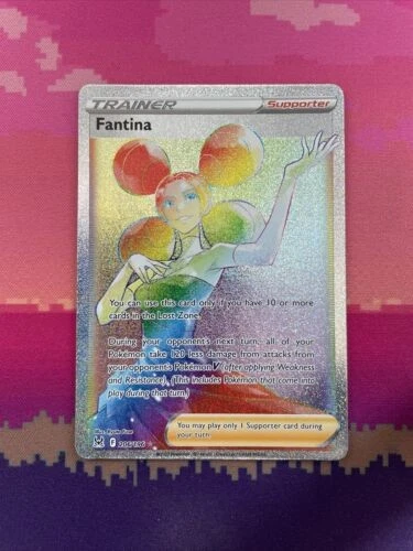 Pokemon Card Fantina 206/196 Rainbow Rare Lost Origin Near Mint