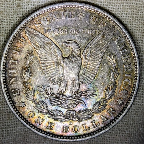 1881 O Morgan Dollar AU+ : Rainbow Tone, Lower Mintage 5.7M - .9 Fine Silver