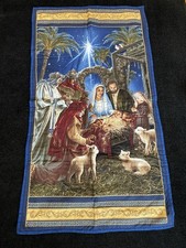 THREE WISEMEN JESUS MANGER HOLIDAY CHRISTMAS RELGIOUS COTTON FABRIC PANEL B5