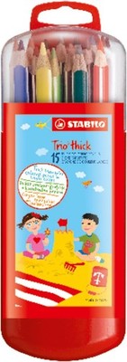 STABILO - Driekantig kleurpotlood - Trio Thick - Etui met 15 kleuren 15 stuks 15